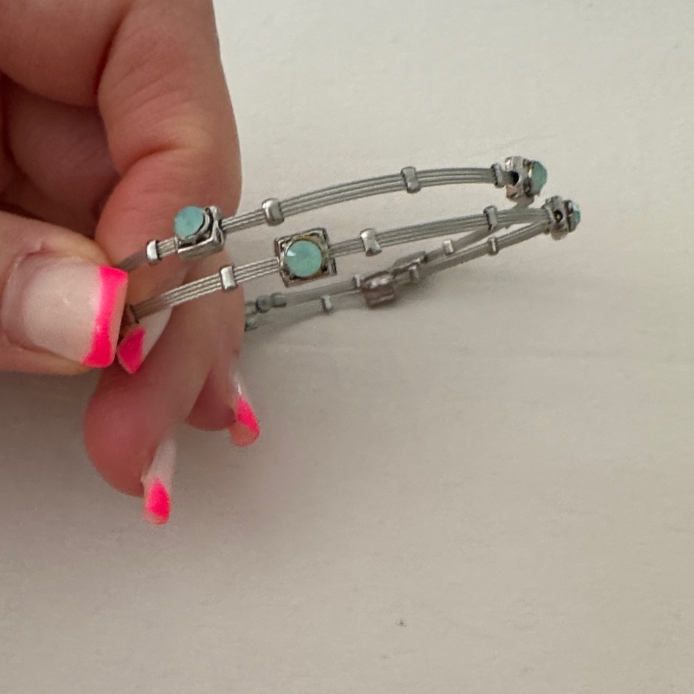 Two Seasonal Whispers Elegant Silver and turquoise Blue Women's Bracelet
